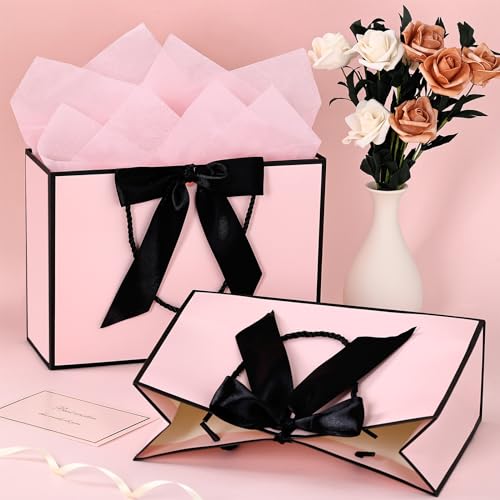 JMANNI Gift Bags with Handles, 13” Medium Gift Bag for Presents, 1 Pcs Bags with 2 Tissue Paper and 1 Cards for Baby Showe...