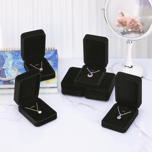 LETURE 6 Pieces Velvet Jewelry Gift Boxes for Necklace Pendant Bracelet Ring Earring, Jewelry Storage Display Case for Chr...