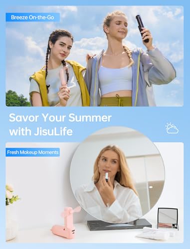 JISULIFE 3 IN 1 Handheld Mini Fan - Portable Fan & Power Bank & Flashlight, 19H Max Cooling, USB Rechargeable, Pocket-Size...