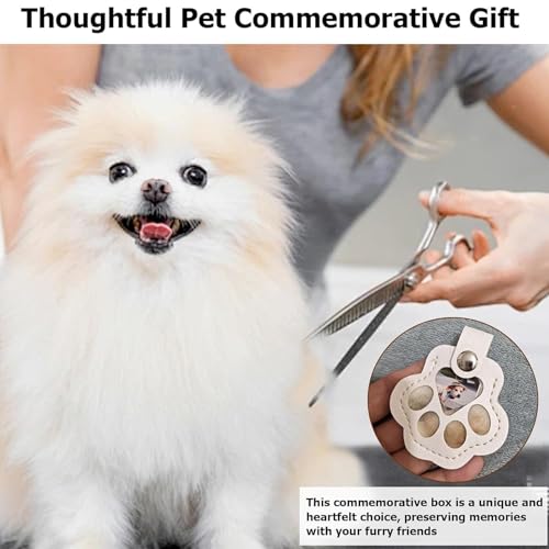 YONNAXO Pet Memorial Gifts for Cat Dog Cute Leather Paw Keychain Pet Hair Keepsake Keyring for Bag Purse Paw Charm Key Holder