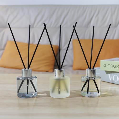 3 Pack Fragrance Reed Diffuser, 50ML Lavender Jasmine Lemongrass Aromatherapy Diffuser Set with 12 Black Fiber Sticks,Air ...