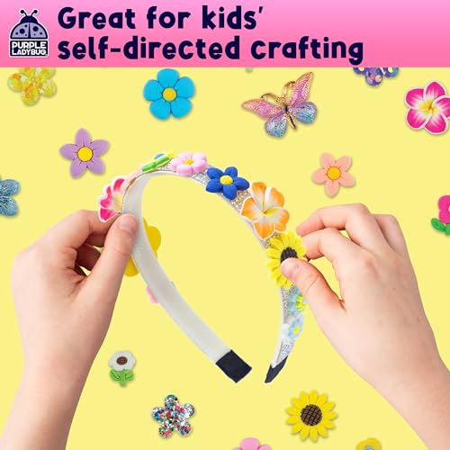 PURPLE LADYBUG Flower Headband Making Kit for Girls - Summer Toys for Kids Ages 4-8, Summer Crafts for Kids, 6 Year Old Gi...