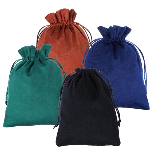 Yuomeaz 4 Pcs Velvet Gift Bag with Drawstring, 8 X 6 Inch Soft Velvet Pouch, Felt Velvets Drawstring Bag for Jewelry Brace...