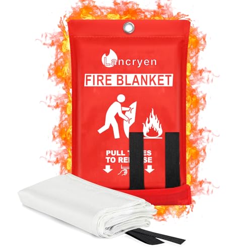 Lancryen Emergency Fire Blanket, Fire Extinguisher Blanket, Fire Suppression Fabric, Flame Retardant Towel Fire Safety Clo...