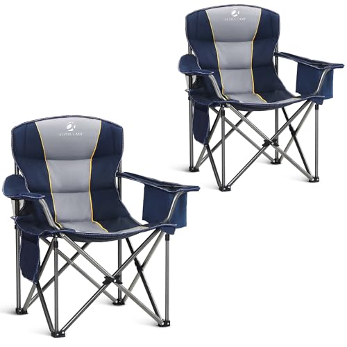 ALPHA CAMP Heavy Duty Camping Chair 500LBS Capacity, Oversized Folding Chair for Heavy People, Padded Portable Outdoor Cha...