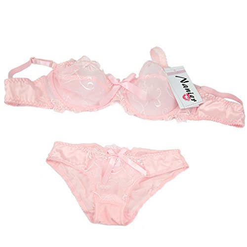 Nanier Women's Thin Transparent Lace Bra Set