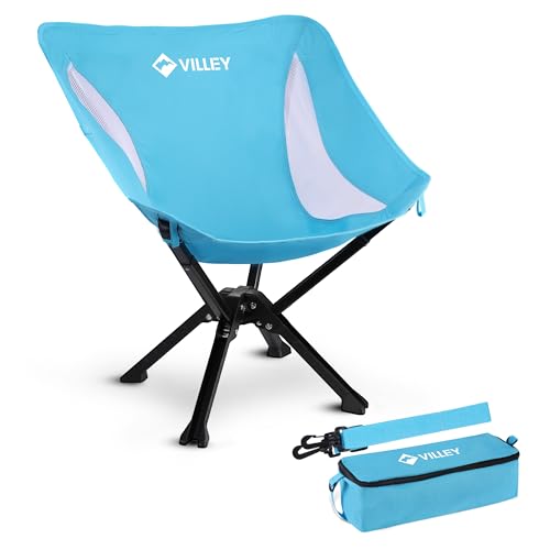 VILLEY Portable Folding Chair Lightweight Camping Chair No Assembly Needed, Quick Setup for Beach, Hiking, Supports 330 LB...