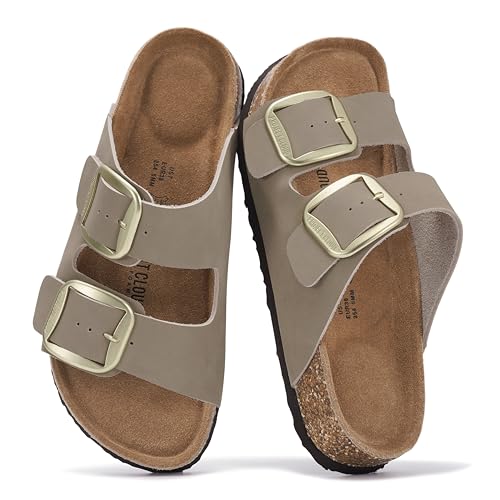 Project Cloud 100% Genuine Leather Flat Sandals for Women 2026 Comfortable Beach Essentials Womens Sandals Memory Foam Vac...
