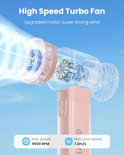 Gaiatop Portable Handheld Turbo Fan, 1-100 Adjustable High Speeds, 3-20Hrs Cooling Times, 4800mAh USB Rechargeable Portabl...