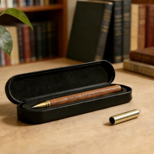 BAZLJY 2nd Anniversary Keepsake | 2nd Wedding Pen | Engraved Wooden Gel Pen Black Ink | Cotton Anniversary Present for Him...