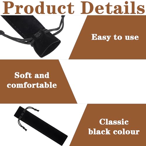 Zyghjort 20 PCS Velvet Pen Pouch with Drawstring, Black Drawstring Pen Sleeve Holder Soft Pens Bag Case Pencil Bag for Adu...