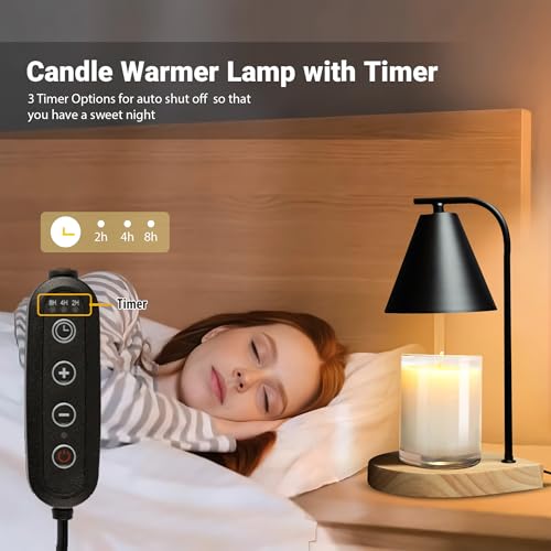 Candle Warmer Lamp with Timer Dimmer, 2H/4H/8H Timer, Birthday Gifts for Women Mom, House Warming Gifts New Home Decor, Bl...