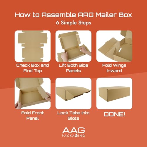 Corrugated Shipping Box Mailers, Black Folding Mailer Boxes for E-commerce Orders, Easy Assemble Shipping Cartons, small b...