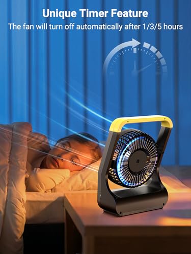Gazeled Battery Powered Fan, Long Lasting Battery Operated Fans for Camping, Portable D-Cell Desk Fan with Timer, 3 Speed...