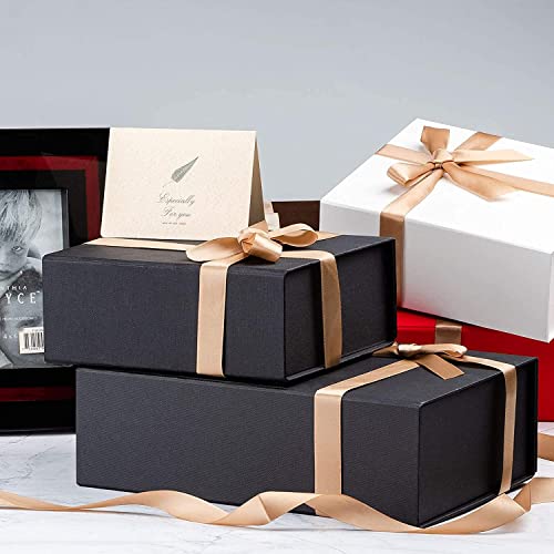 LIFELUM Extra Large Black Gifts Boxes Bulk Set of 5,13.5 x 10 x 4 inch Elegant Gift Boxes with Magnetic Lids, Card,Sticke...