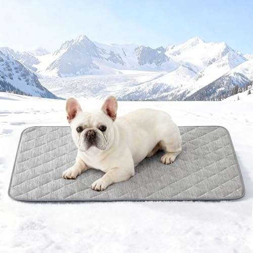 COZY KISS Dog Cooling Mat 27"x36" Q-Max>0.4, Waterproof Pet Bed Cover, Non-Slip Dog Bed Mat, Washable Cooling Pad for Smal...