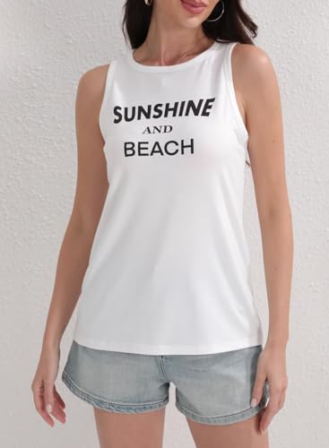 Womens Summer Tops Crewneck Sleeveless Tunic Shirts Beach Essentials Basic Tees