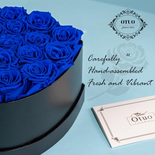 Otuo 16 Preserved Roses in Heart-Shaped Box, Flowers for Delivery Prime Last up 2 Years, Real Forever Flowers for Wife, Gi...