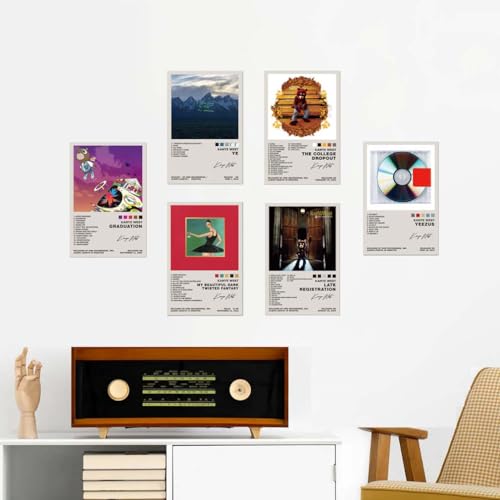 TUOCYERD Kanye West Poster Set of 6 Album Cover Posters Music Posters for Room Aesthetic Music Album Wall Art for Teens Ro...