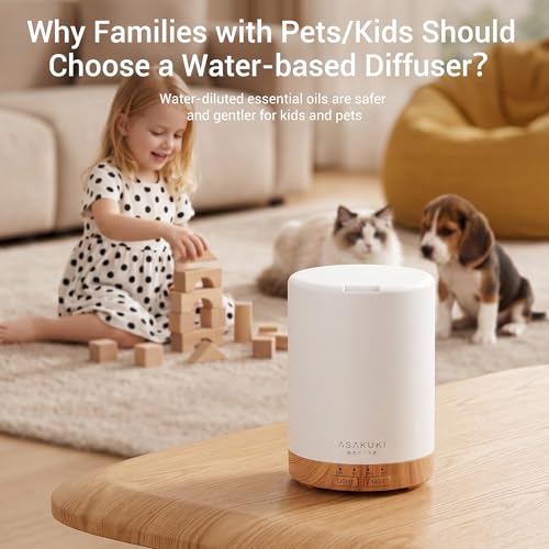 ASAKUKI Essential Oil Diffuser for Home, 300 ml Humidifier with Automatic Shut-Off, Quiet Aromatherapy Diffuser with 7 LED...