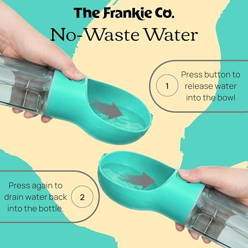 The Frankie Co. 4 in 1 Dog Water Bottle, Leakproof Pet Water Dispenser with Bowl, Poop Bag Holder & Shovel, Dog Travel Acc...