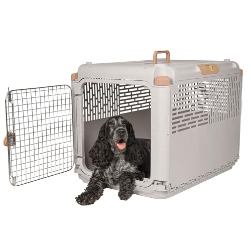 SportPet Designs Collapsible Medium Pet Travel Carrier (Tan), Hard-Sided Kennel for Medium Dogs, Puppies, Cats, Kittens, A...