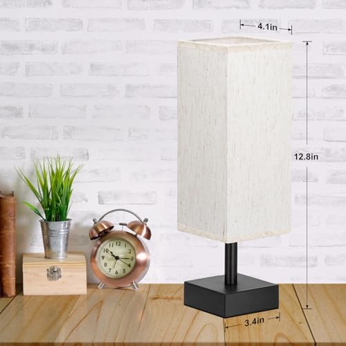aooshine Small Table Lamp for Bedroom - Bedside Lamps for Nightstand, Minimalist Night Stand Light Lamp with Square Fabric...