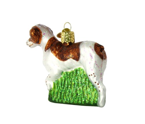 Old World Christmas Brittany Spaniel Glass Blown Ornament for Christmas Tree, Handcrafted Holiday Decoration, Dog Collection