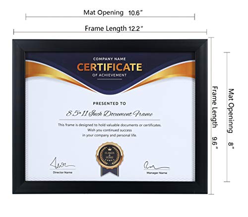 ELSKER&HOME 8.5x11 Picture Frame - Certificate Document Frame 6 Pack with Semi-Tempered Glass - Black Sturdy Wood Composit...
