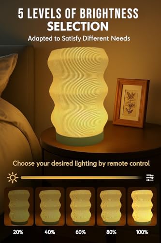 Delta Loom Wave Table Lamp - Modern Bedside Light for Bedroom, Desk, Nightstand, or Office - Mood Lighting Lamp - Eco-Frie...