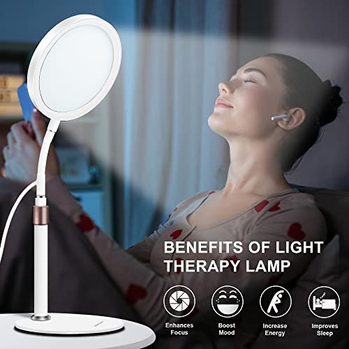 Sozapooty Light Therapy Lamp, UV-Free 10000 Lux Therapy Light with 3 Color Temperature Modes & Adjustable Brightness & Tim...