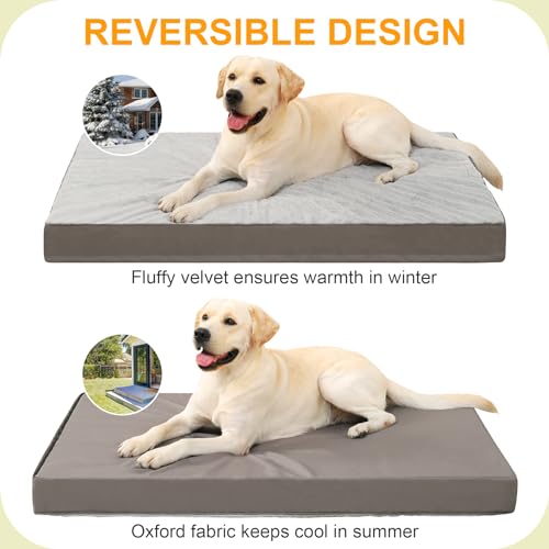 KSIIA Orthopedic Dog Bed Dog Crate Bed Waterproof for Large Dogs Deluxe Plush Washable Pet Mat with Egg Crate Foam & Remov...