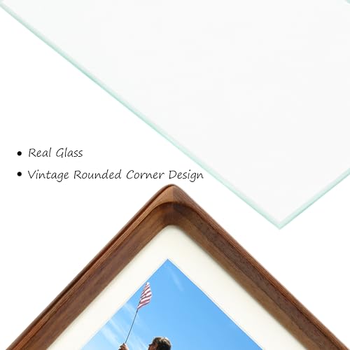 XKIILH 11x14 Picture Frames Walnut Solid Wood with Real Glass Vertical Horizontal Standing Display Photos 5x7/8x10 with Ma...