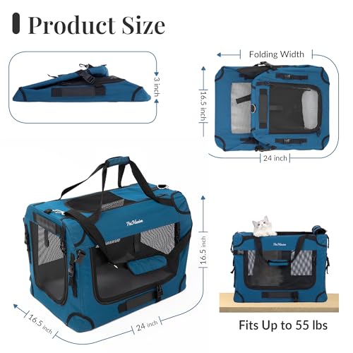 PetMasion Extra Large Cat Carrier for 2 Cats, Collapsible Soft Sided Pet XL Crate for Large Mudium Big Cat 20lbs+, Car Tra...