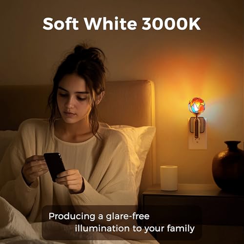 L LOHAS LED Vintage Night Light Plug in with 0-100% Stepless Dimming, Stained Glass Nightlight with Dusk to Dawn Sensor, A...