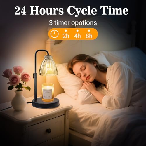 Hyrion Candle Warmer Lamp with Timer Dimmer, Adjustable Height Wax Warmer for Scented Jar Candles, Flameless Candle Melter...