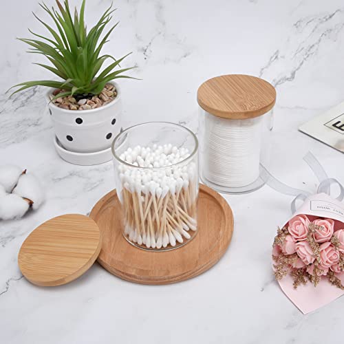 BKYFPQ 2 Pack Glass Qtip Holder Dispenser Set - Apothecary Jars with Lids - Vanity Makeup Organizer and Bathroom Canister ...