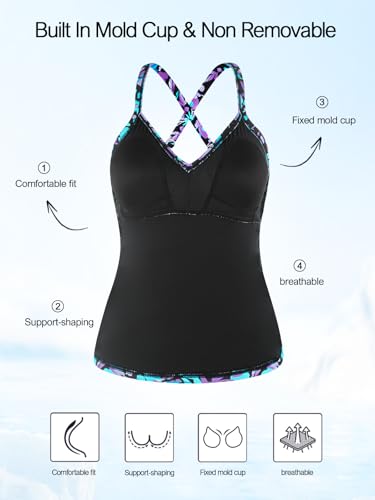 Ocean Blues Women's Vneck Tankini Top Only Ruched Tummy Control Bathing Siut Top No Bottom