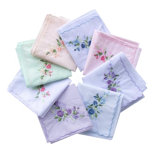 La closure Vintage Floral Cotton Embroidered Ladies Handkerchiefs Pack