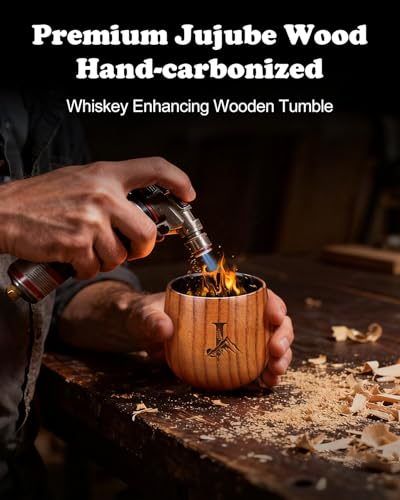 Argefkeen Charred Wooden Whiskey Glasses Personalized Bourbon Drinking Glass Ideas Gifts for Men Husband, Dad, Brother, Wh...