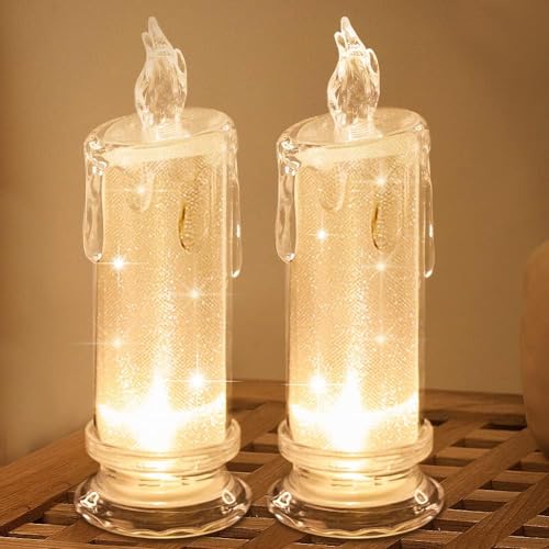 HAIDOLIANG 2 PCS LED Flameless Candles,Fake Candle, Battery Operated Candles/Battery Included for Valentine Bedroom Birthd...