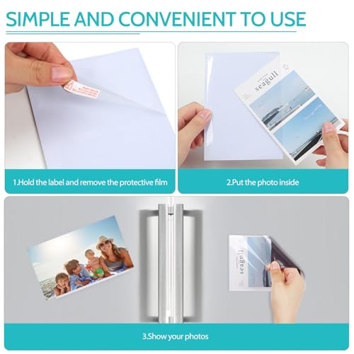 vivinin Magnetic Picture Frame, 12 Pack Magnetic Frame Reusable, Magnetic Photo Frames for Refrigerator 4x6” With White Bo...