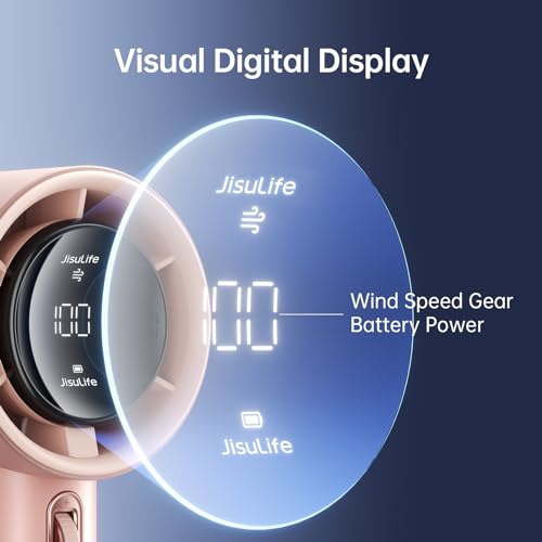 JISULIFE Portable Handheld Fan, Speed(1-100) Adjustable Turbo Mini and 3600mAh Battery Rechargeable Personal Fan, Digital ...