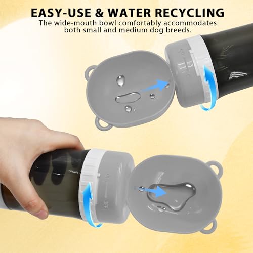 PawSailor 2-in-1 Pet Travel Water Bottle & Food Container - 14 oz Water + 6 oz Food Dispenser, Leak-Proof Portable Dog Wat...