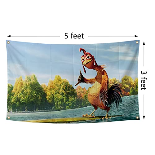 Chicken Flag Funny Poster Durable Man Cave Wall Flag with 4 Brass Grommets 3x5 Feet Tapestry for College Dorm Room Decor,O...