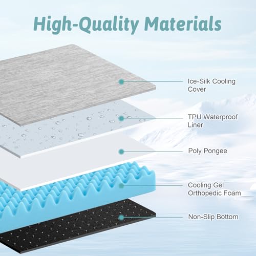 COZY KISS Cooling Dog Bed for Crate, Waterproof Dog Crate Mat with Removable Washable Cover, Orthopedic Egg Crate Foam Sup...