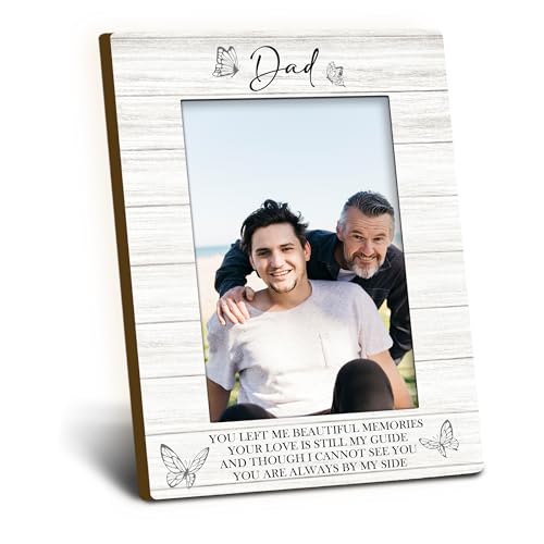 Foyoulame Dad Memorial 4x6 Picture Frame, Memorial Gifts for Loss of Dad Wooden Picture Frame, Bereavement Gifts for Loss ...