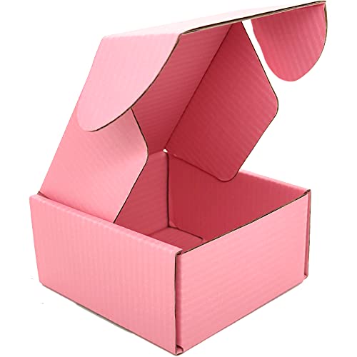 Lmuze Small Pink Shipping Boxes for Small Business Pack of 25-4x4x2 inches Cardboard Corrugated Mailer Boxes for Shipping ...