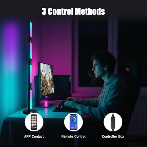 Led Desk Lamp with Atmosphere Lighting, Smart RGB LED Desk Lamp-Music Sync and 16 Million DIY Colors, Foldable Lamp with D...