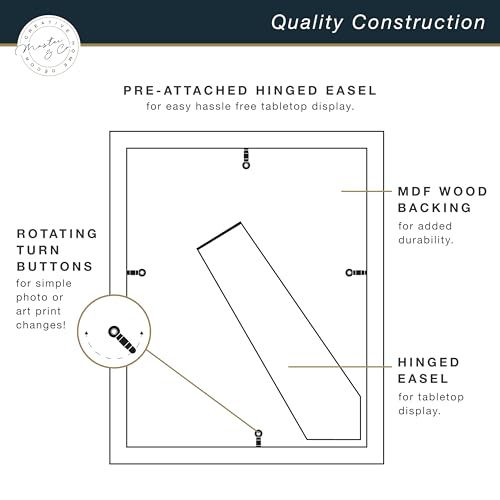 MCS Master & Co. Foundry Metal 8x10 Matted Picture Frame with 4x6 Photo Display, Black Vertical & Horizontal Wall Hanging ...